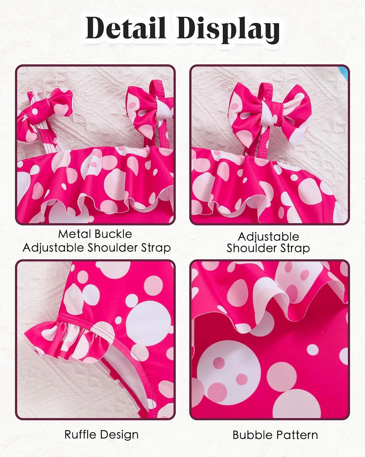 Mioglrie Toddler Girls Swimsuits Baby Bathing Suit Girl One Piece Shoulder Strap Ruffle Swimwear