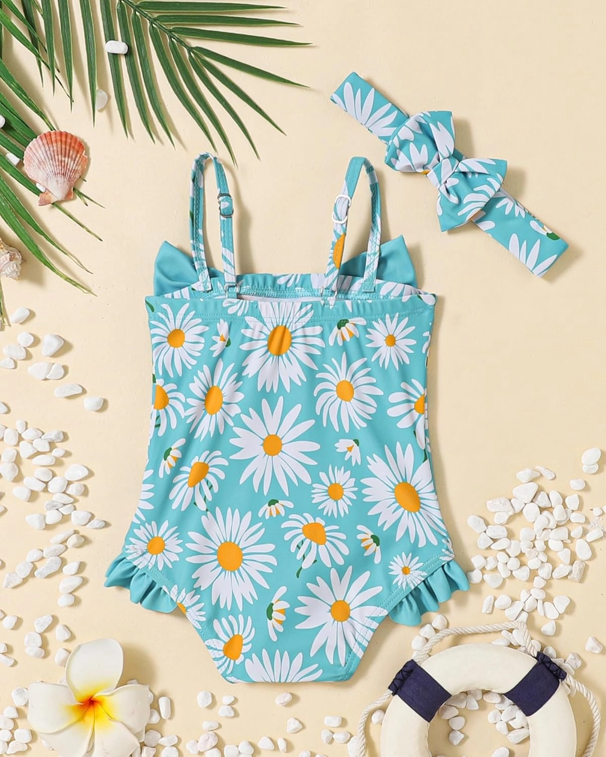 Mioglrie Toddler Girls Swimsuits Baby Bathing Suit Girl One Piece Shoulder Strap Ruffle Swimwear