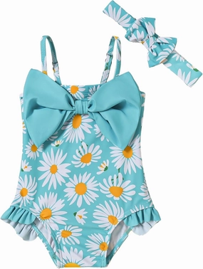 Mioglrie Toddler Girls Swimsuits Baby Bathing Suit Girl One Piece Shoulder Strap Ruffle Swimwear