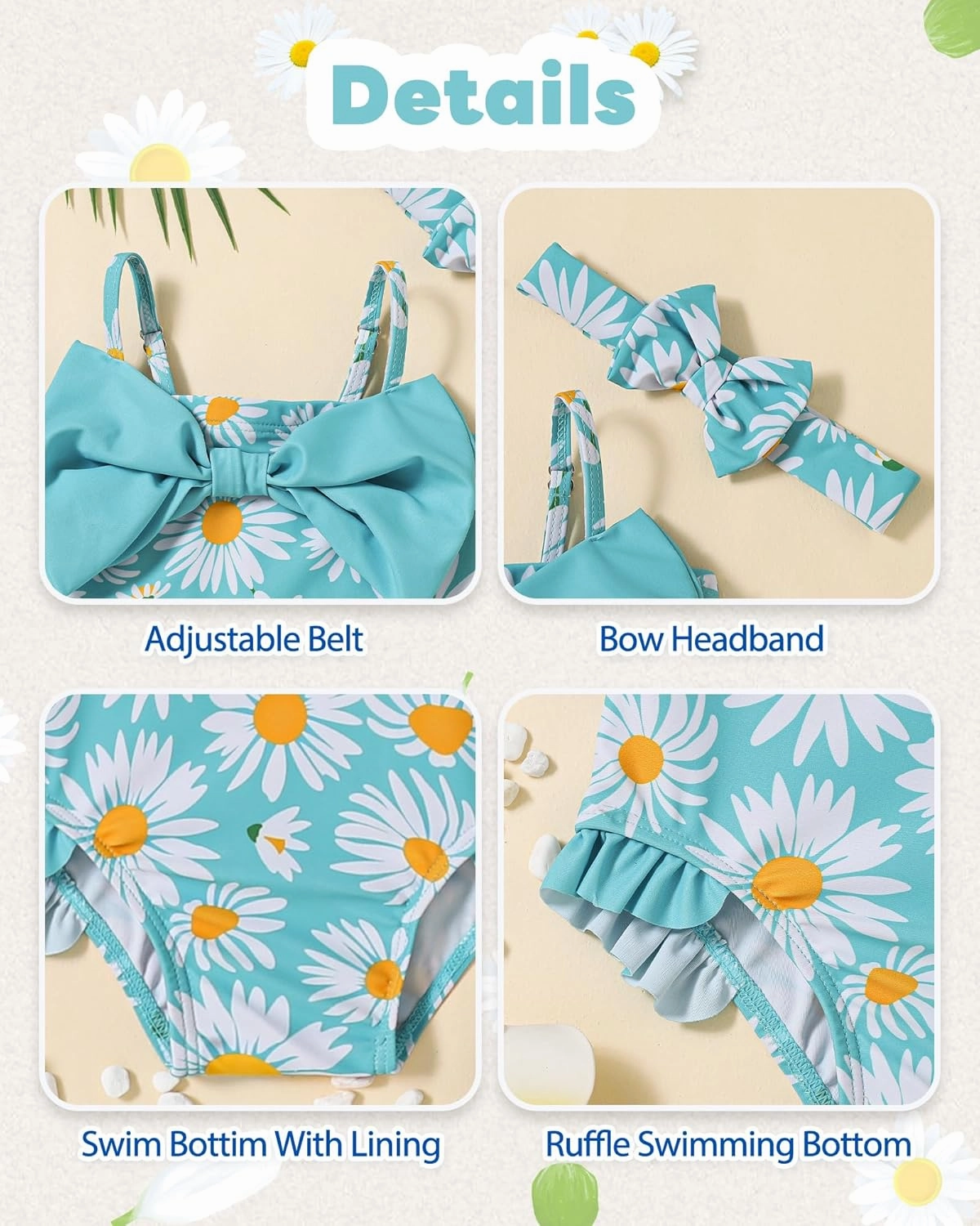 Mioglrie Toddler Girls Swimsuits Baby Bathing Suit Girl One Piece Shoulder Strap Ruffle Swimwear