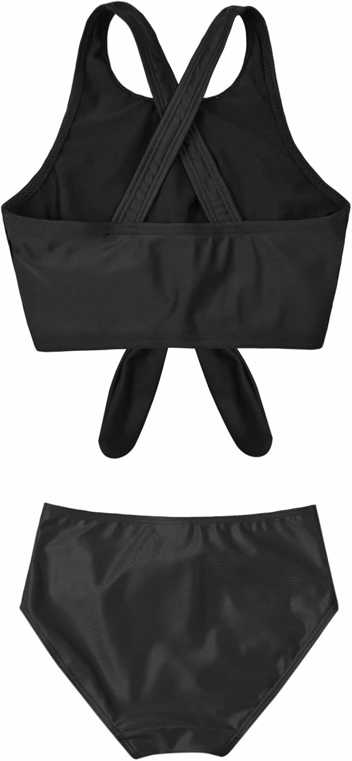 Mirawise Girls Swimsuits Swimwear Bathing Suit Beach Bikini Two Piece Tie Front Swimsiuts 4-13Y