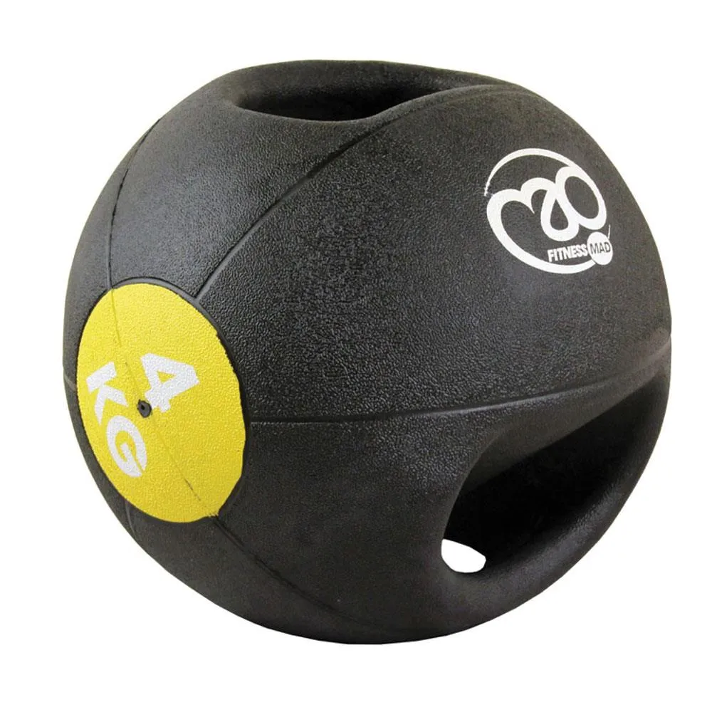 Fitness-Mad Double Grip Medicine Ball | 6kg, Onboard Functions, Gloves Straps,Belts, Gym equipment for seniors