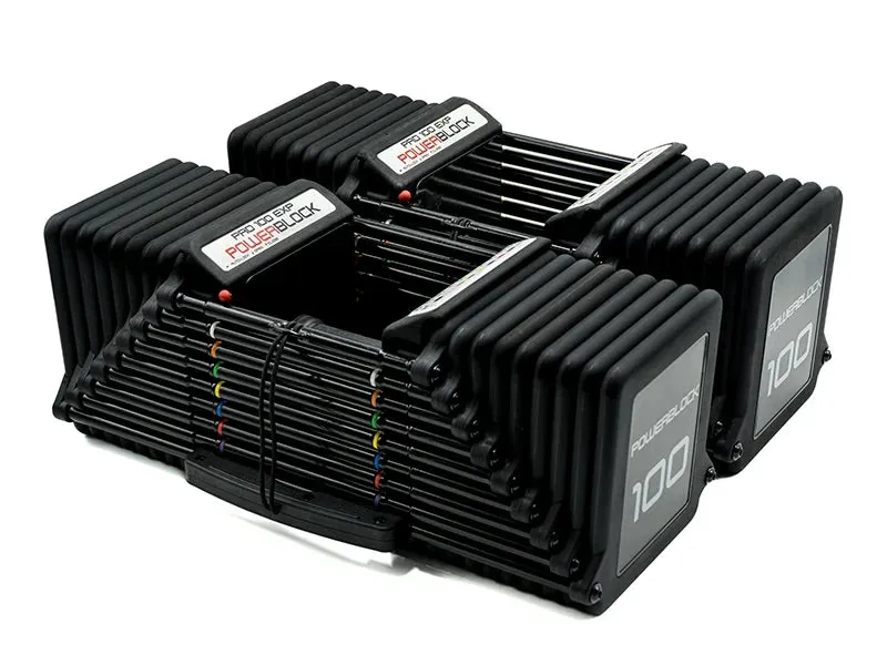 Powerblock Pro 100 EXP Dumbbell Set - Stage 3 60-80lb, Air Bikes, Yoga Bolster