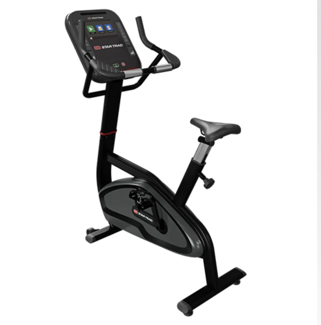 Star Trac 4 Series Upright Bike, Non-slip yoga mat, Rowing Machines, Power rack squat rack