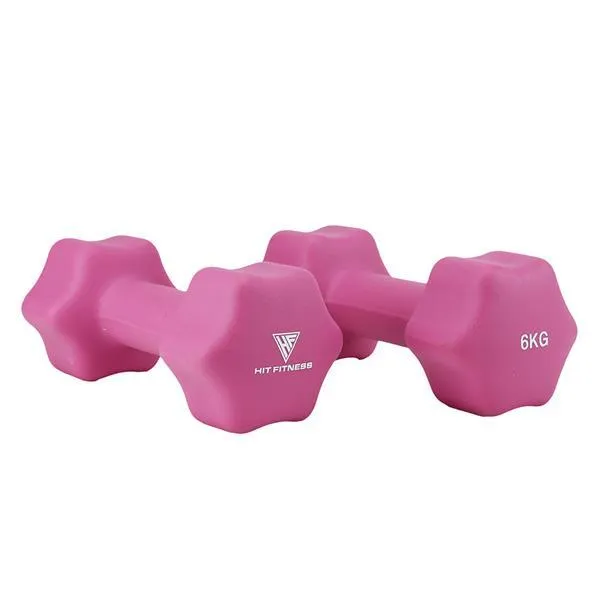 Hit Fitness Neoprene Studio Dumbbells | 6kg Pair, Leg Curls,Extensions,Calf Presses
