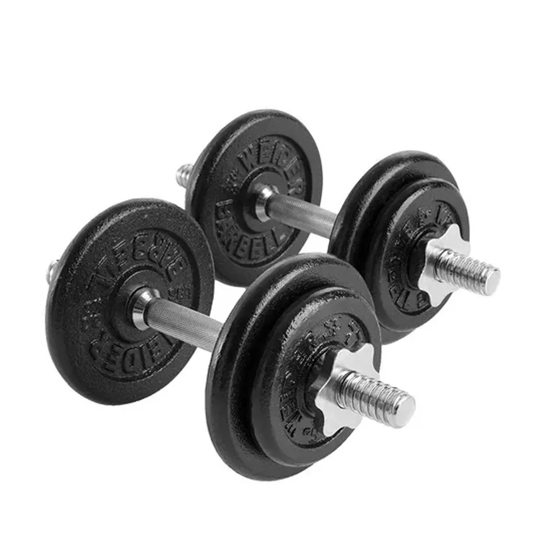 Weider 40 lb. Standard Cast Iron Weight Set with Chrome Spin-Lock Collars, GHD,Core Trainers