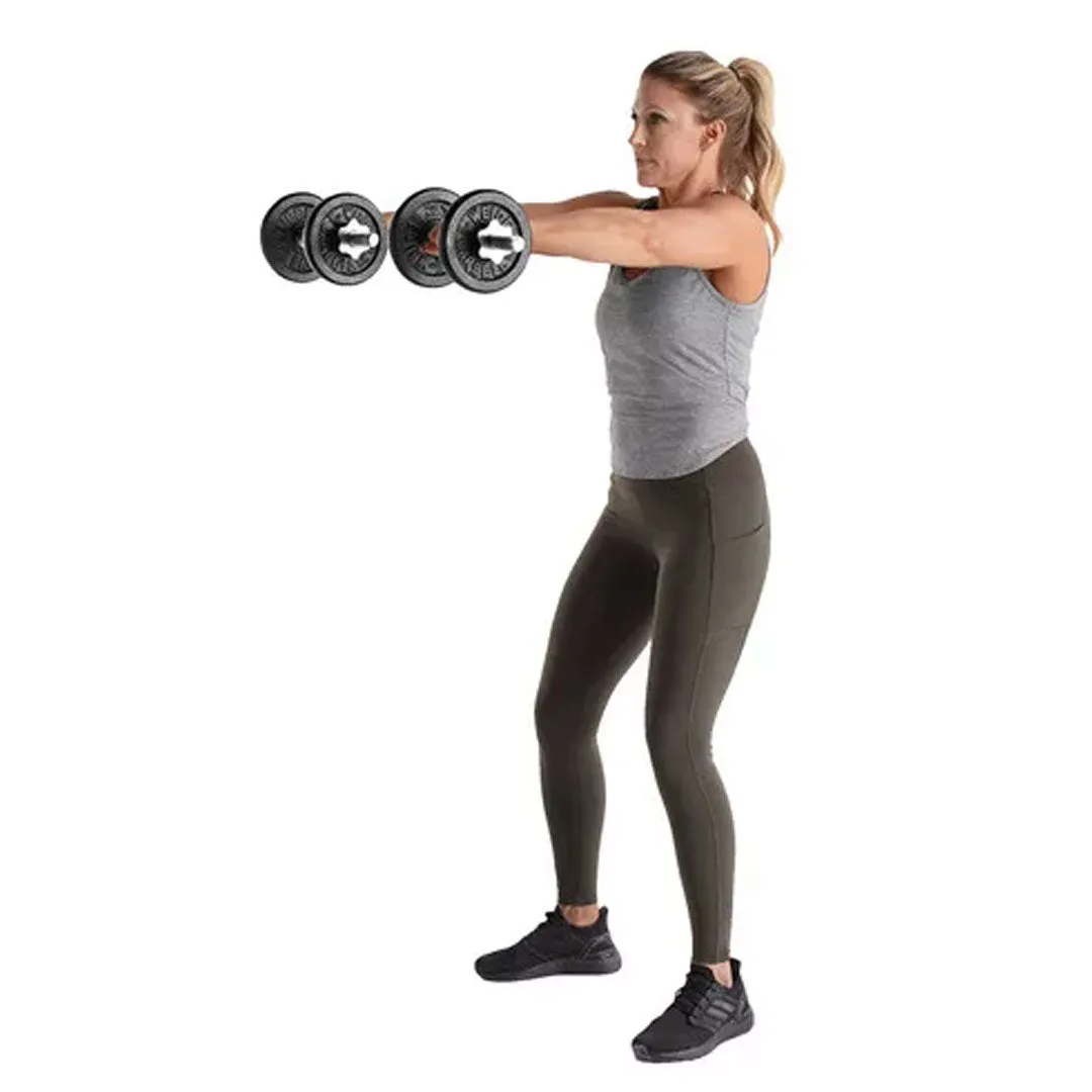 Weider 40 lb. Standard Cast Iron Weight Set with Chrome Spin-Lock Collars, Sandbag weight training, Rear Drive