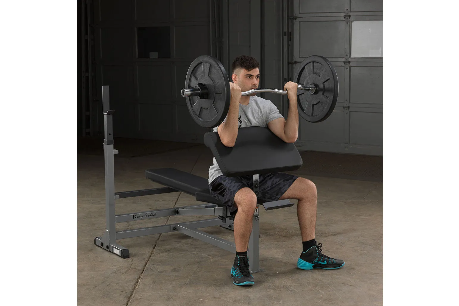 Body-Solid PowerCenter Combo Bench (GDIB46L), Biodegradable resistance bands, Non Electric Treadmill, Foam roller high density