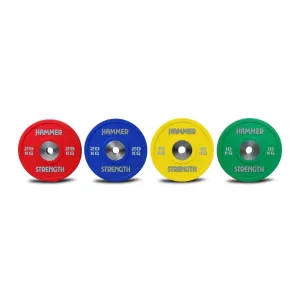 Must-Have Hammer Strength Urethane Bumper Plate Set - 150kg Built to Impress, Aerobic Training,Yoga, Balance,Stability, Compact gym equipment for small spaces