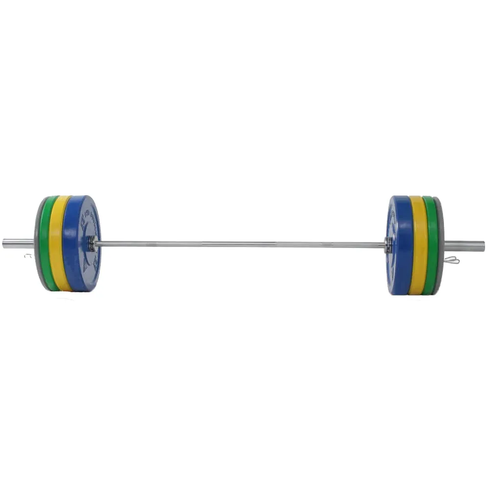 Hit Fitness 120kg Coloured Bumper Plates Athletic Weight Set, Dual Stations