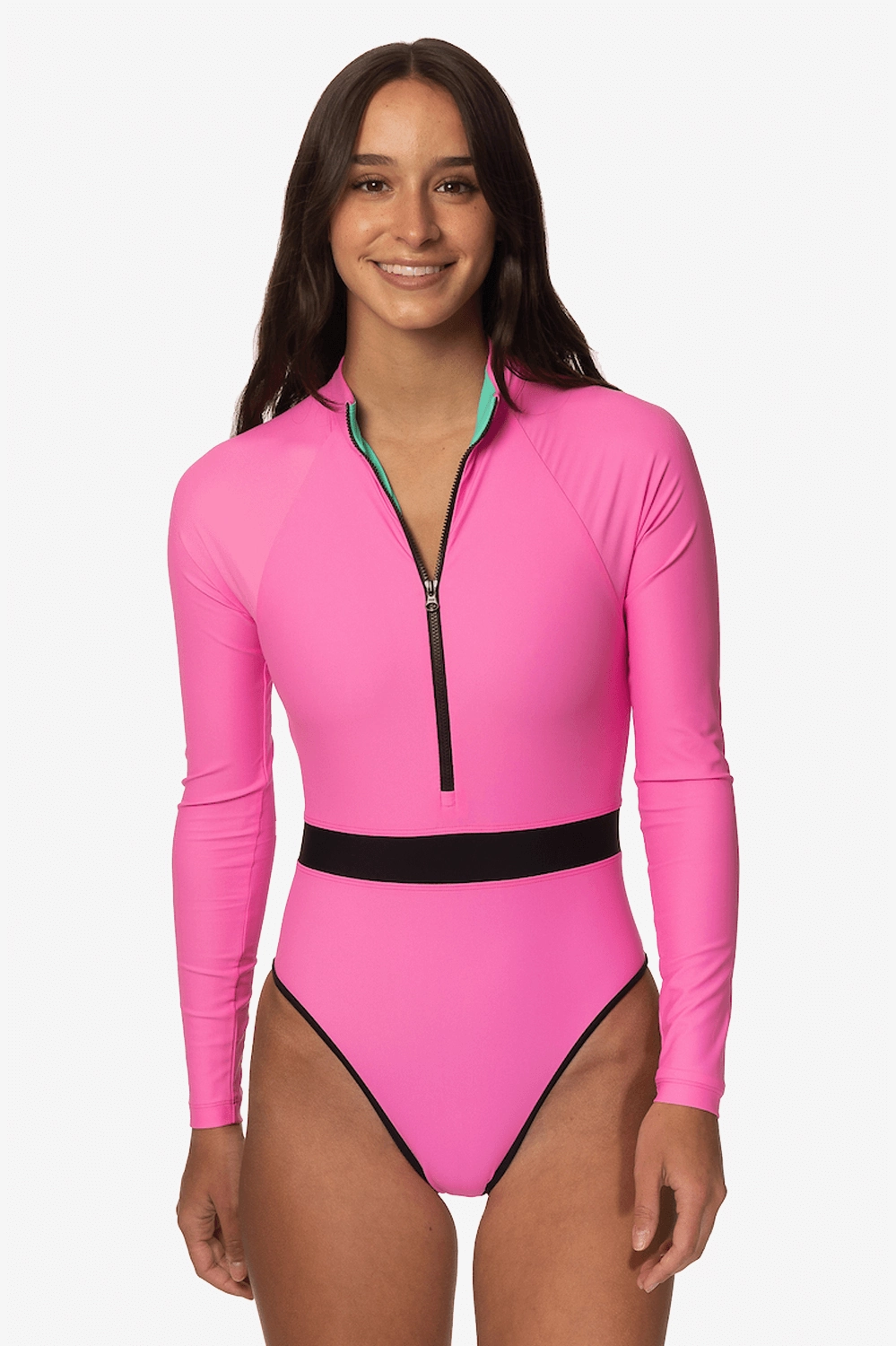 Nazare Long Sleeve Zip-Up Surf One Piece - Passion
