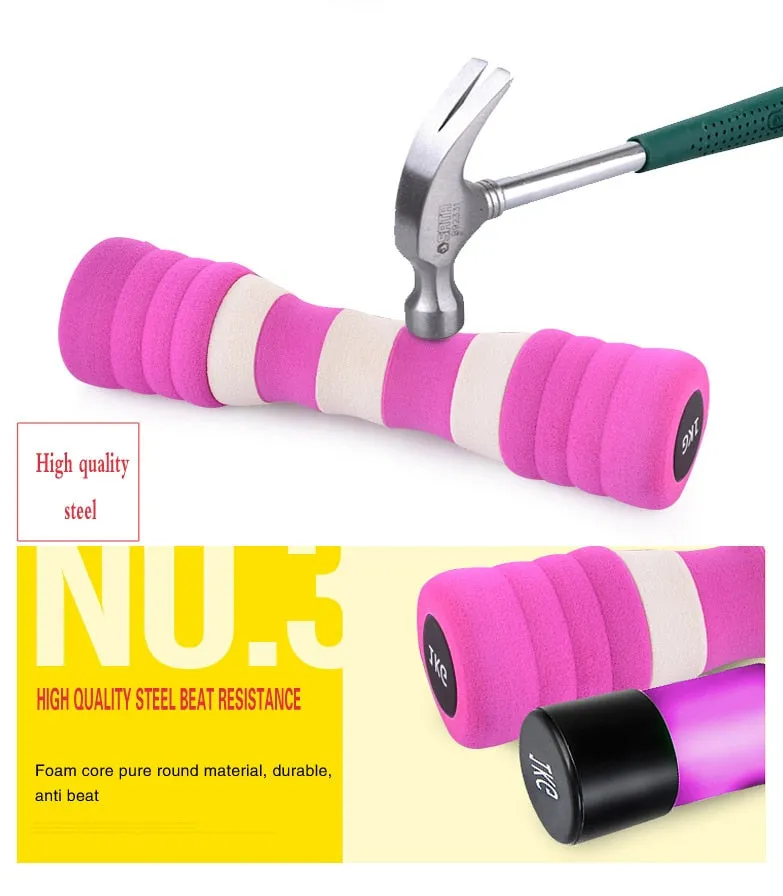 Striped Ladies Dumbbells, Kettlebells, Cervical neck traction, Rowing machine for small spaces