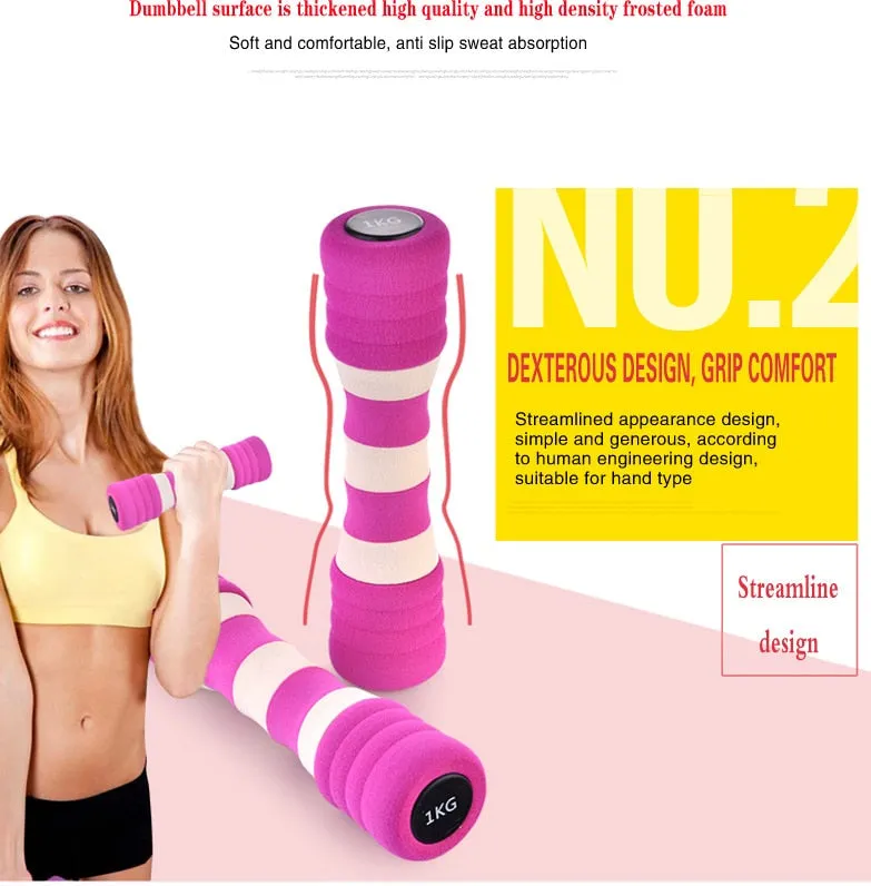 Striped Ladies Dumbbells, Fixed Barbell Set, Heated yoga mat