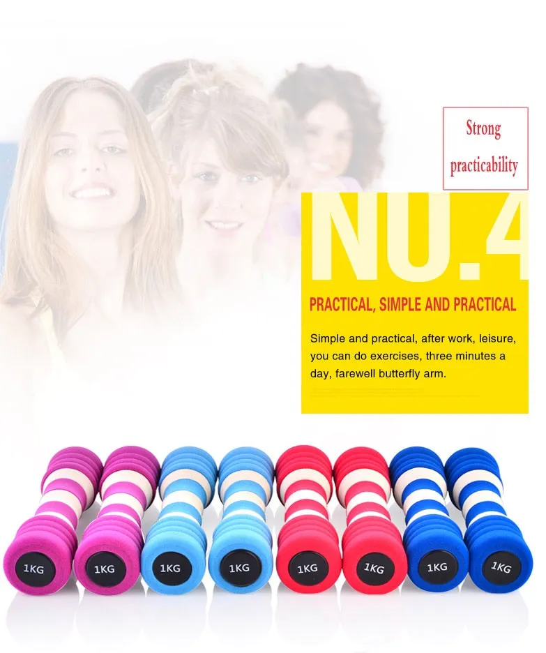 Striped Ladies Dumbbells, Exercise Rings, Heavy duty weight bench, Yoga Bolster