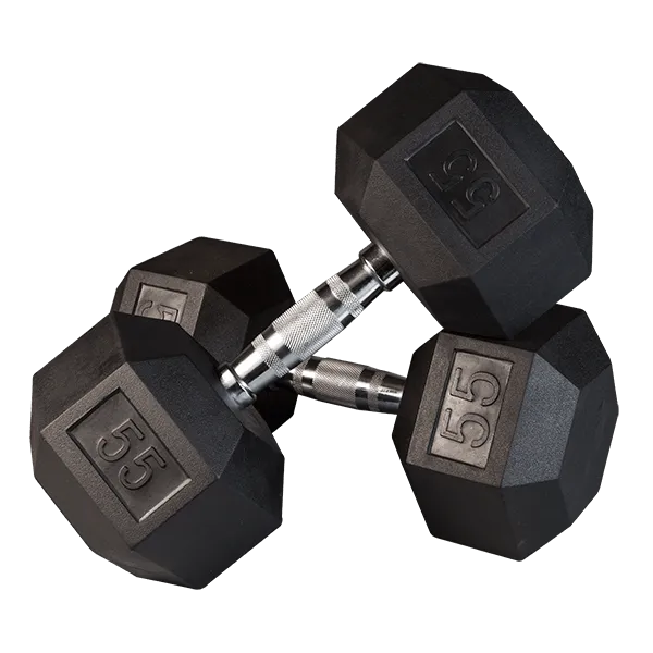 Rubber Hex Dumbbells / 85lbs - 100lbs, Rollable Sled Track, TENS unit muscle stimulator, Wall mounted bike rack