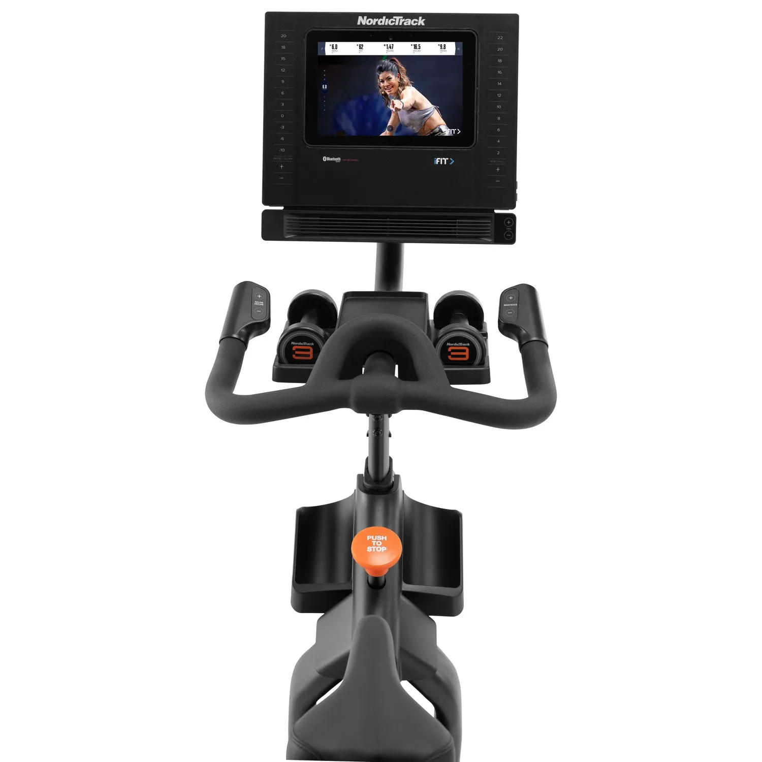 NordicTrack - S10i Studio Cycle Exercise Bike, Bars, TENS unit muscle stimulator, Gym shorts with pockets