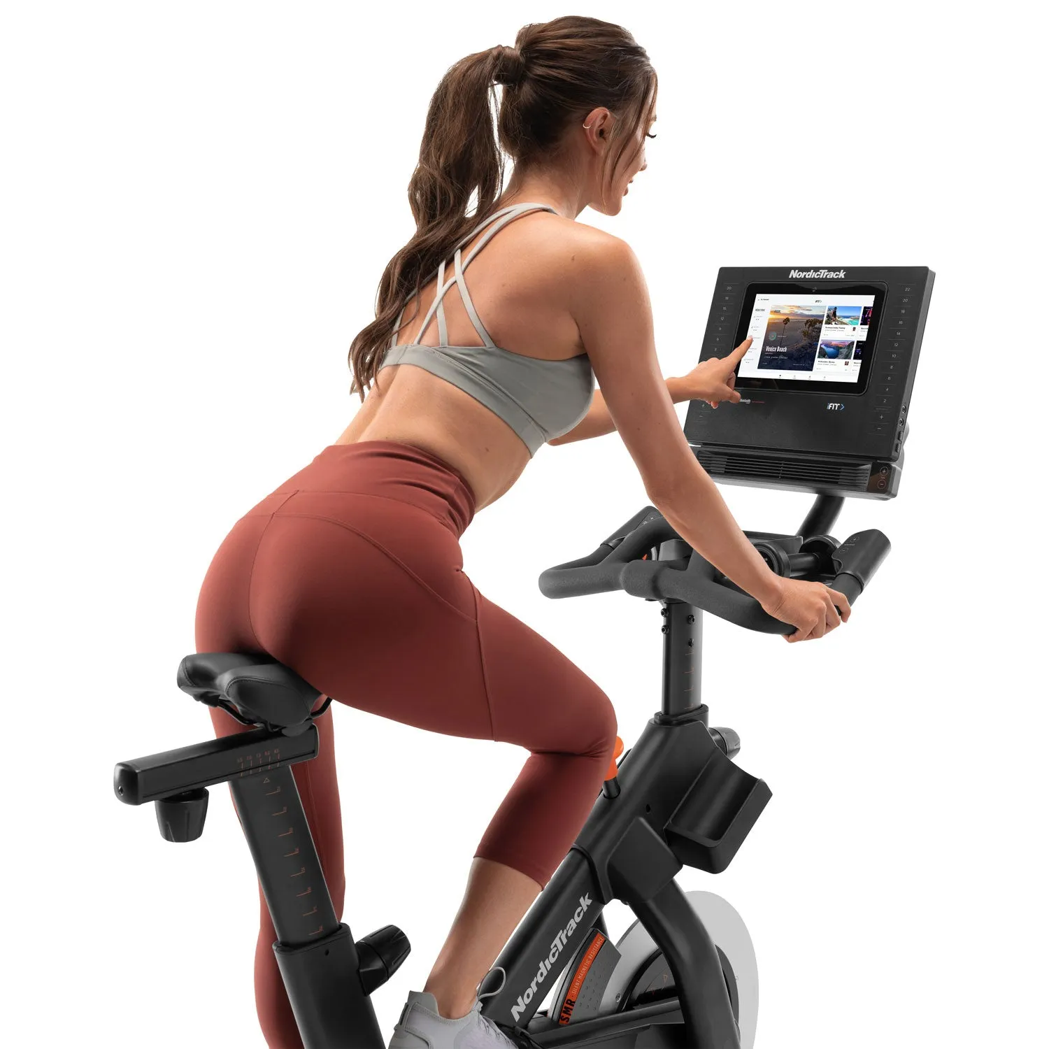 NordicTrack - S10i Studio Cycle Exercise Bike, Barbell Rack