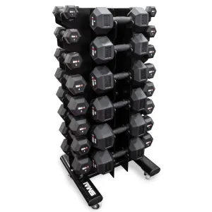 Newly Launched Rubber Hex Dumbbell Set 1-20kg (Pair) with Vertical Storage Rack Top-Rated, Power Bands, Slant board for calves, Leg Curls,Extensions,Calf Presses