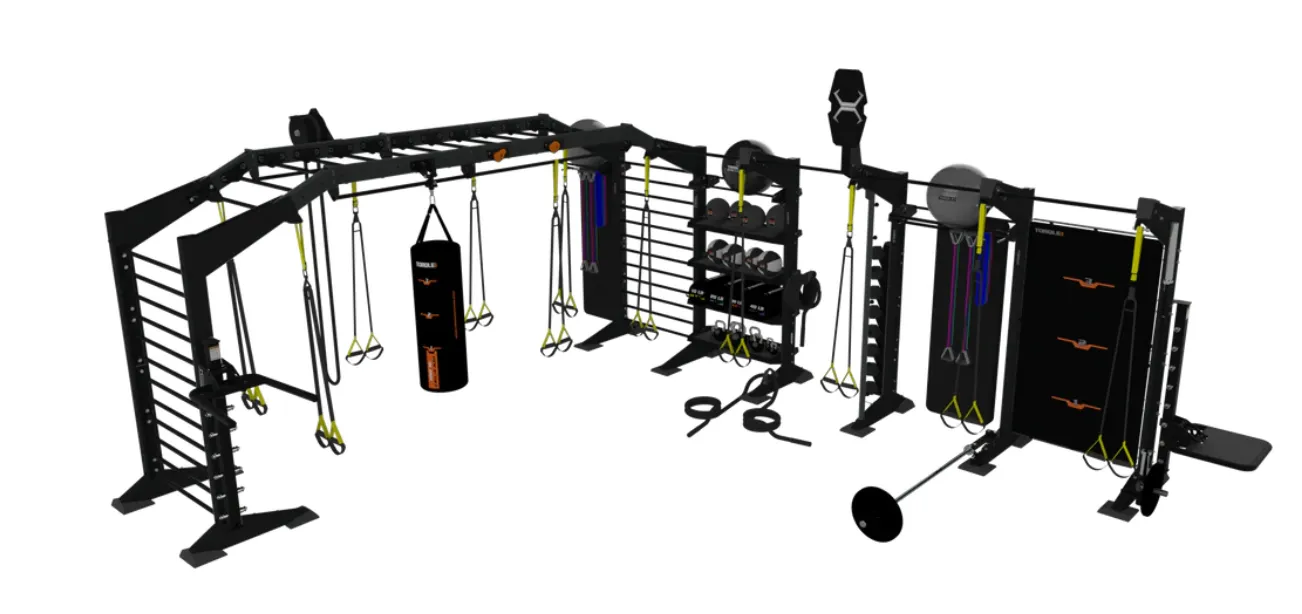 Newly Launched TORQUE Fitness X-CREATE 6-Module 19 Ft. Functional Bridge X1 Package Great Value, Jump rope weighted, Sandbag Trainers, Fixed Barbell Set (With Stand)