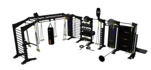 Newly Launched TORQUE Fitness X-CREATE 6-Module 19 Ft. Functional Bridge X1 Package Great Value, Jump rope weighted, Sandbag Trainers, Fixed Barbell Set (With Stand)