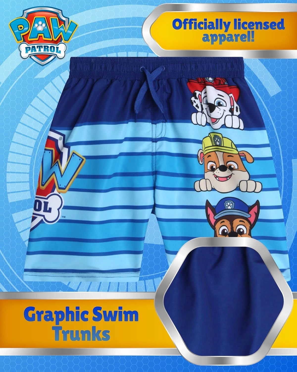 Nickelodeon Boys Swim Trunks - Paw Patrol Chase Marshall Rubble TMNT UPF 50  Boys Swim Shorts for Toddler and Little Boy