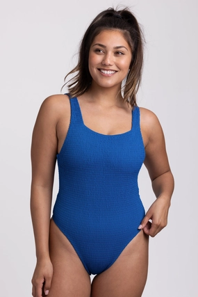 Nova Scotia Smocked Surf One Piece Swimsuit - Bluewave