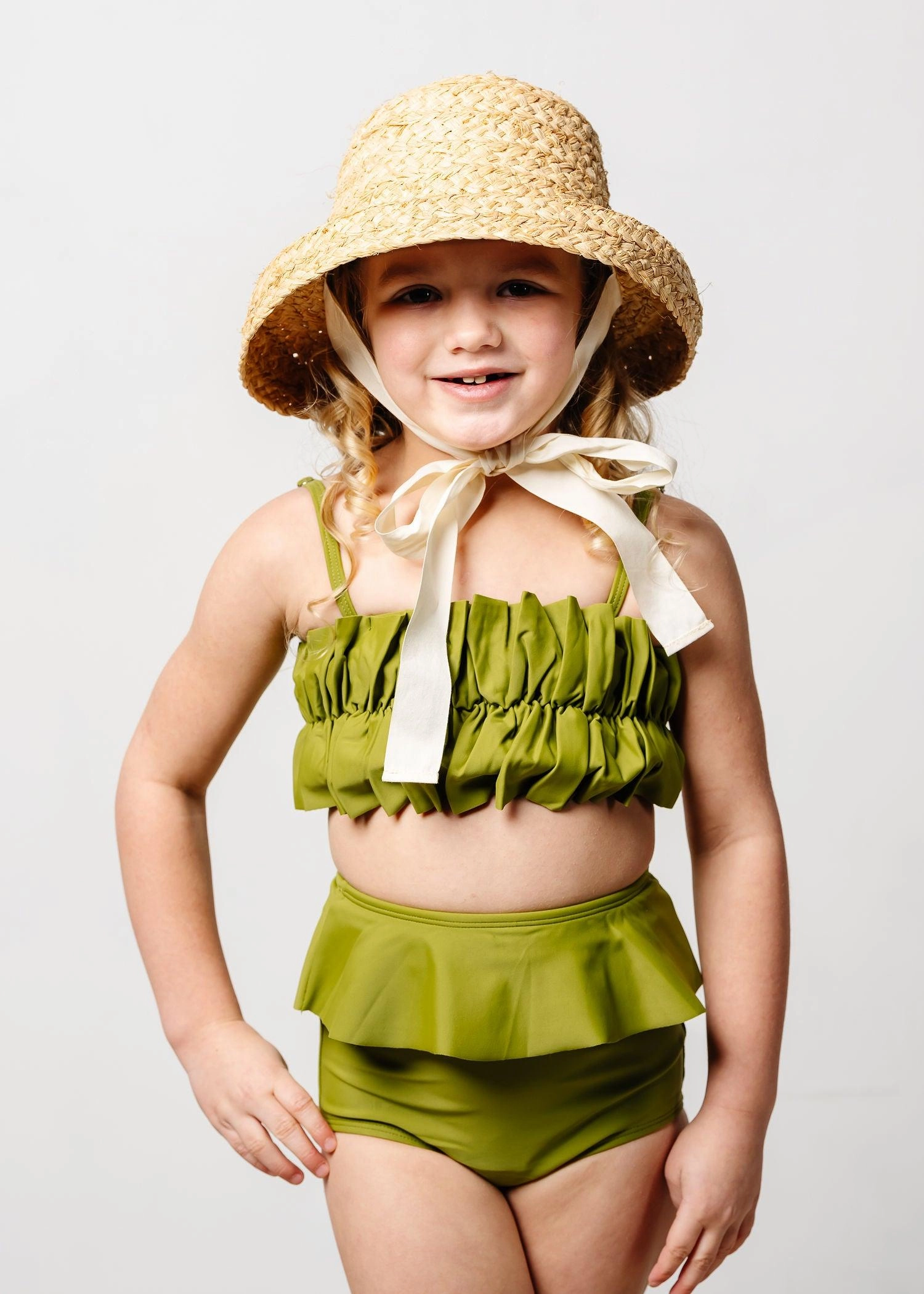 Olive Green | Mini Oversized Ruffle Top