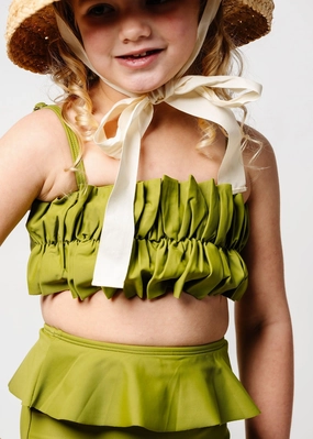 Olive Green | Mini Oversized Ruffle Top