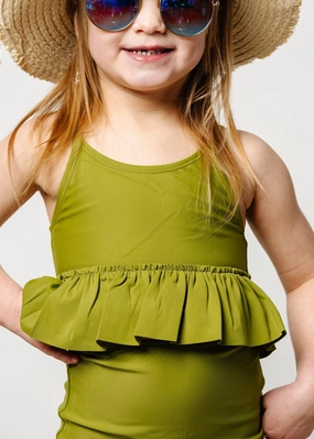 Olive Green | Mini Peplum Top