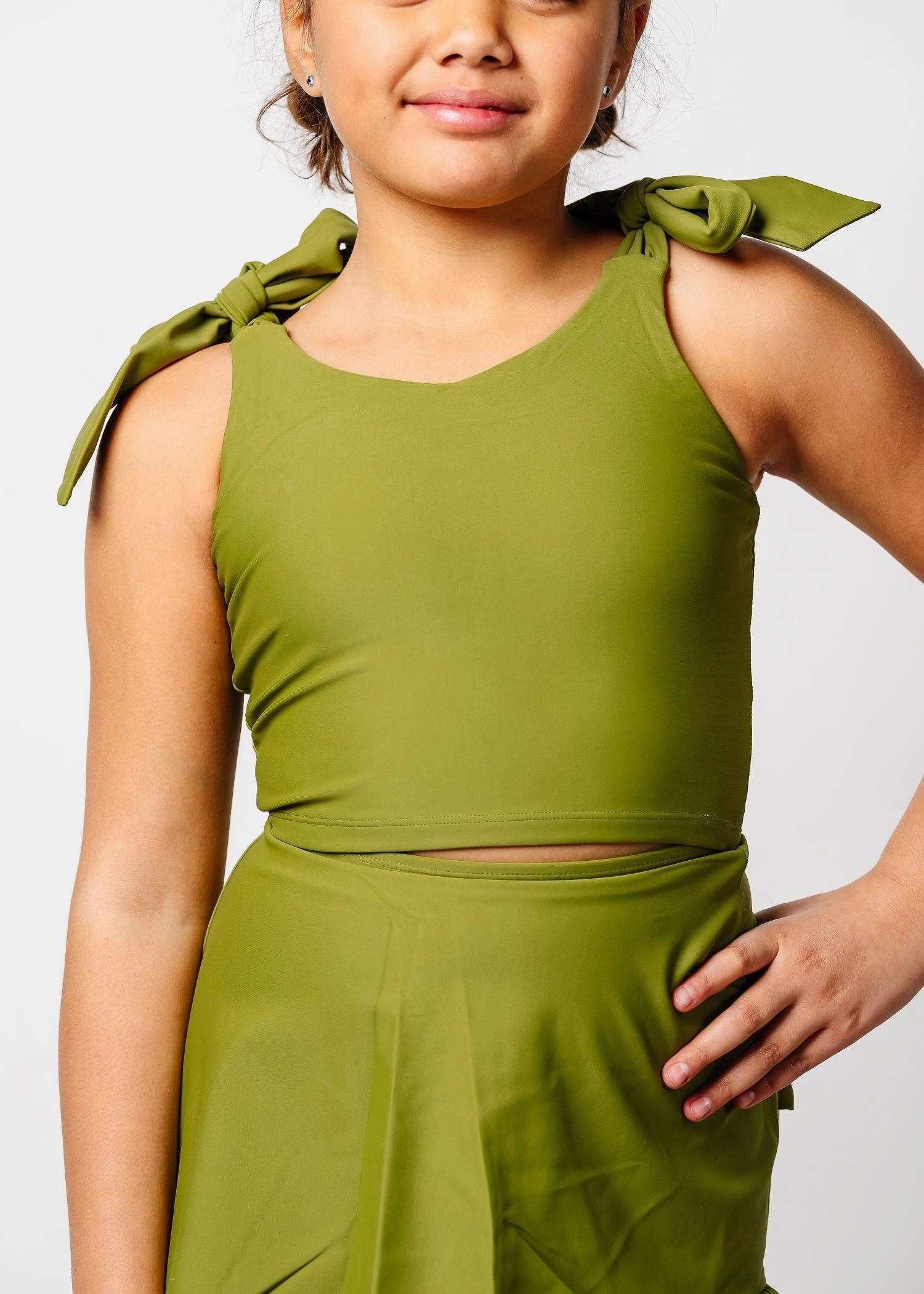 Olive Green | Youth Knot Top