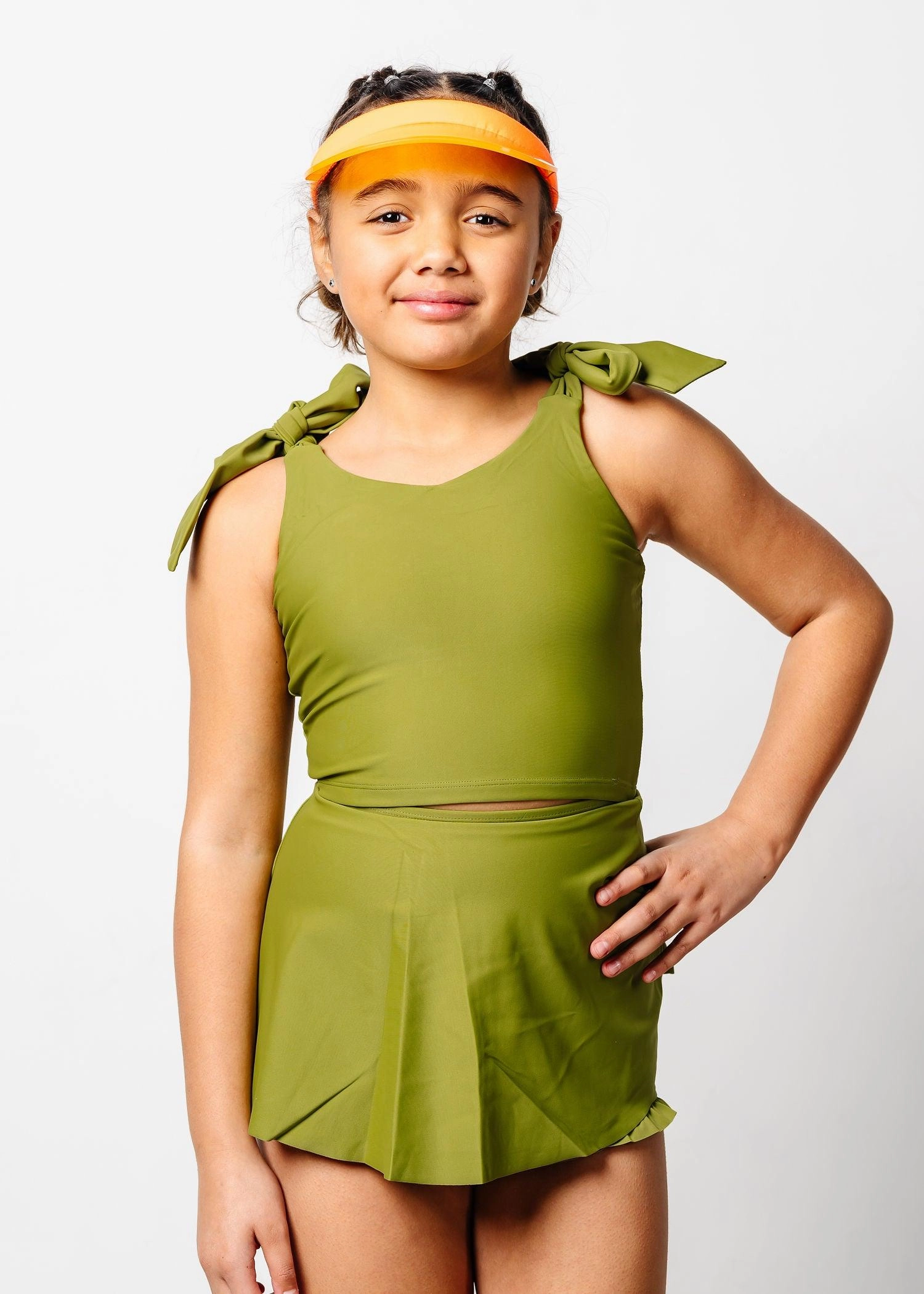 Olive Green | Youth Knot Top