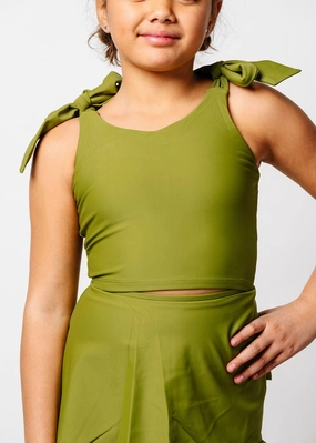 Olive Green | Youth Knot Top