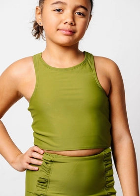 Olive Green | Youth Racer Back Top