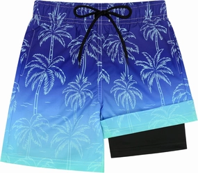Olreco Youth Boys Swim Trunks with Compression Liner Boys Bathing Suit for Kids Swimsuits Teen Quick Dry Kids Board Shorts
