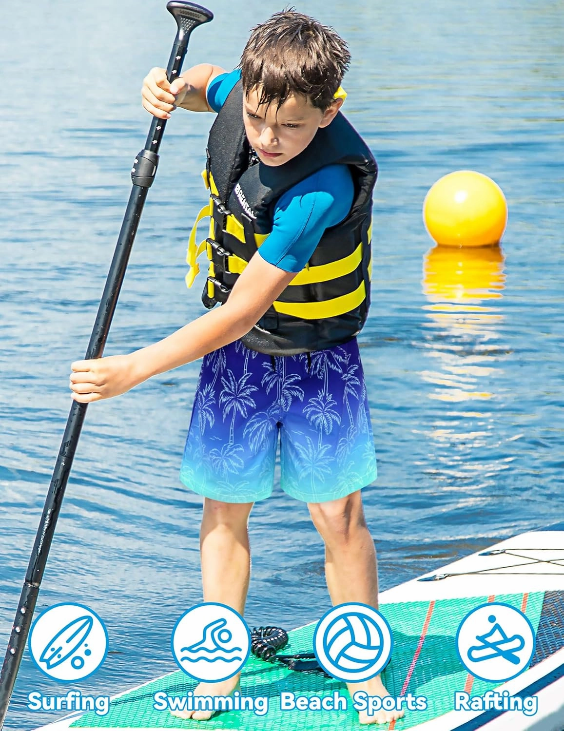 Olreco Youth Boys Swim Trunks with Compression Liner Boys Bathing Suit for Kids Swimsuits Teen Quick Dry Kids Board Shorts