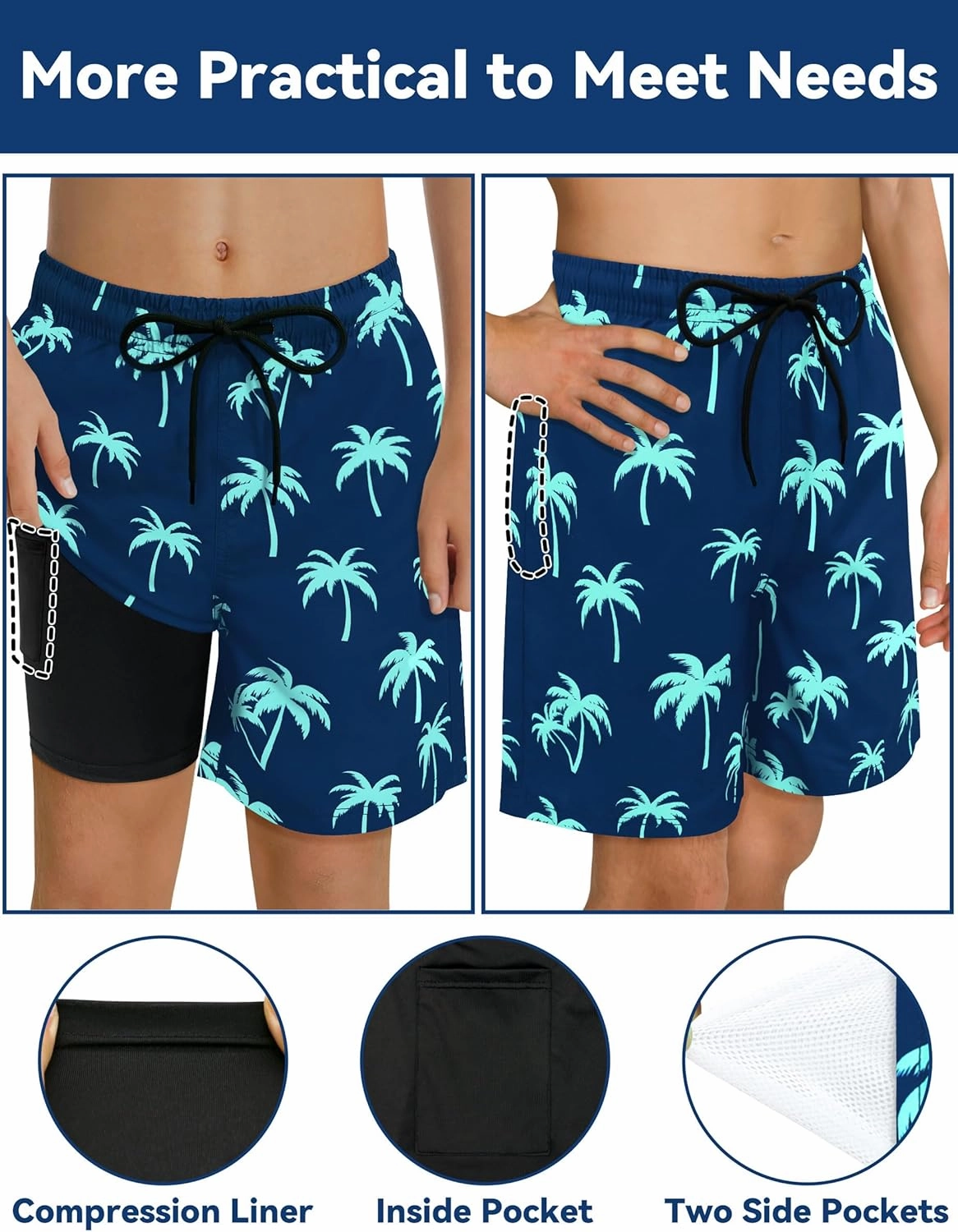 Olreco Youth Boys Swim Trunks with Compression Liner Boys Bathing Suit for Kids Swimsuits Teen Quick Dry Kids Board Shorts