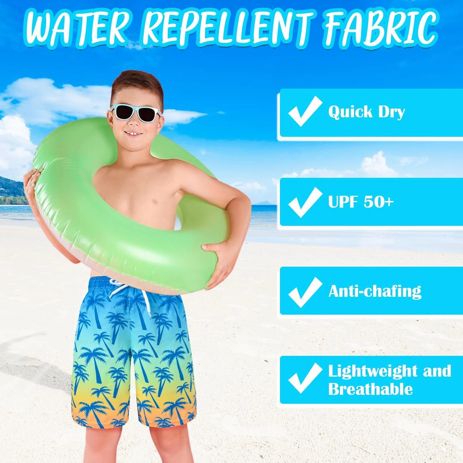 OlyPegic Boys Swim Trunks with Boxer Brief Liner Compression Boy Bathing Suit Quick Dry Beach Swimsuit Toddler Swim Shorts