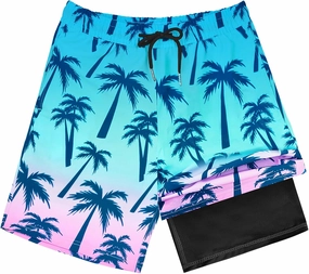 OlyPegic Boys Swim Trunks with Boxer Brief Liner Compression Boy Bathing Suit Quick Dry Beach Swimsuit Toddler Swim Shorts