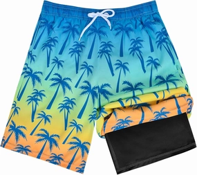 OlyPegic Boys Swim Trunks with Boxer Brief Liner Compression Boy Bathing Suit Quick Dry Beach Swimsuit Toddler Swim Shorts