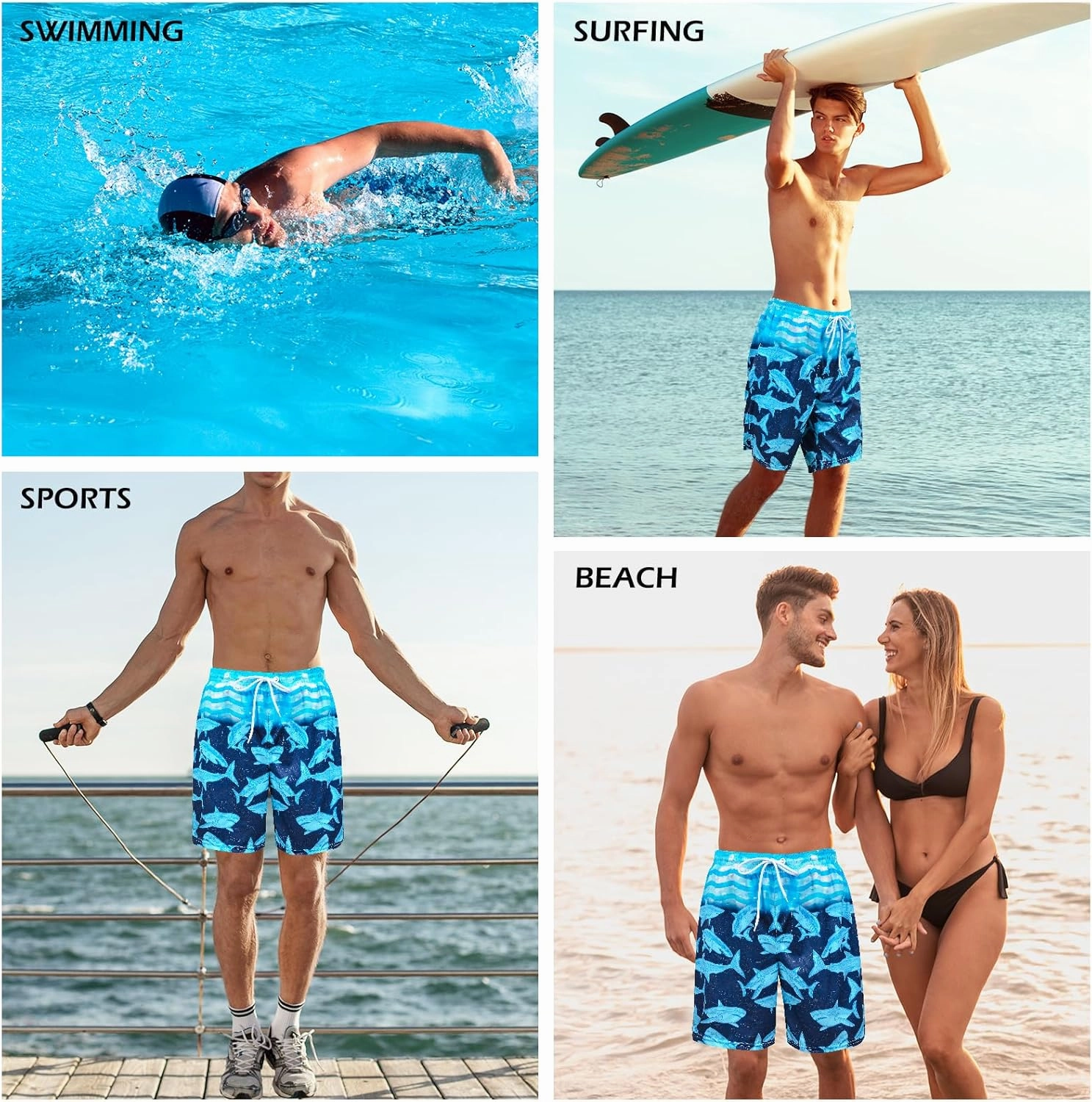 OlyPegic Men's Swim Trunks with Compression Liner Board Beach Shorts Quick Dry Swim Shorts Bathing Suits with Zipper Pock