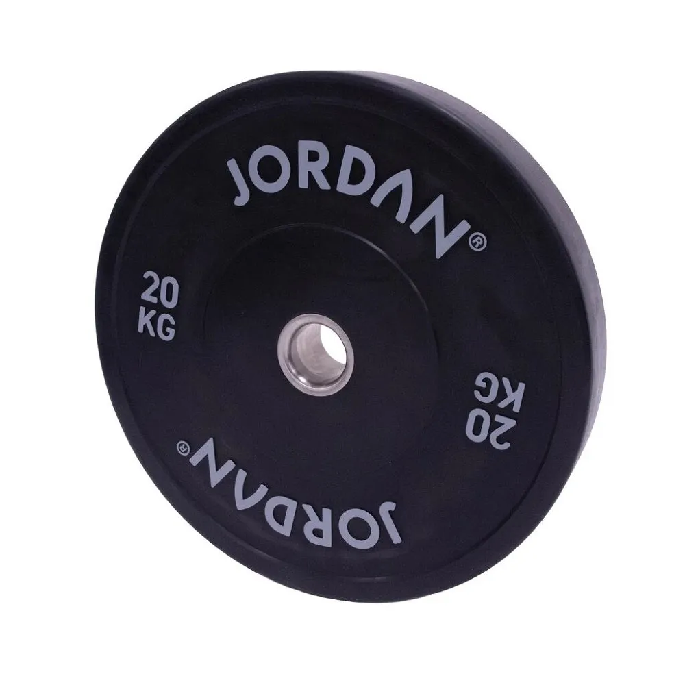 Jordan Fitness Black Bumper Plates 20kg | Bundle, Foldable weight bench, Storage