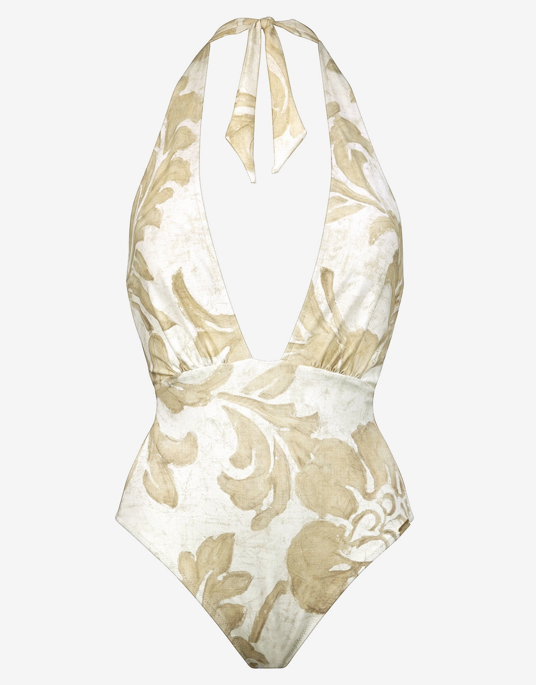 Ornation Deep Plunge Swimsuit - Canvas Sand