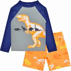 PASHOP Boys Swimsuit Rash Guard Boys' Swimwear Dinosaur Swimming Suits Bathing Suit for Toddler Boys Swim Trunk