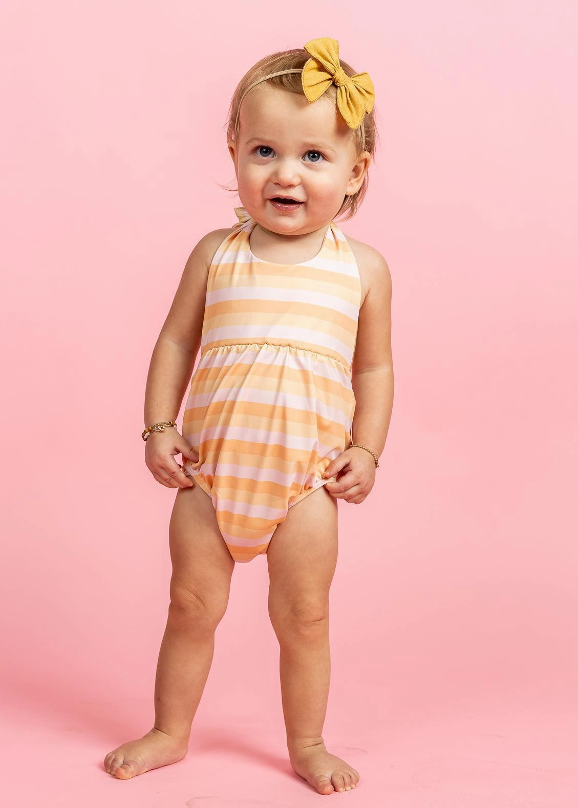 Peachy Stripe | Baby Romper One-Piece