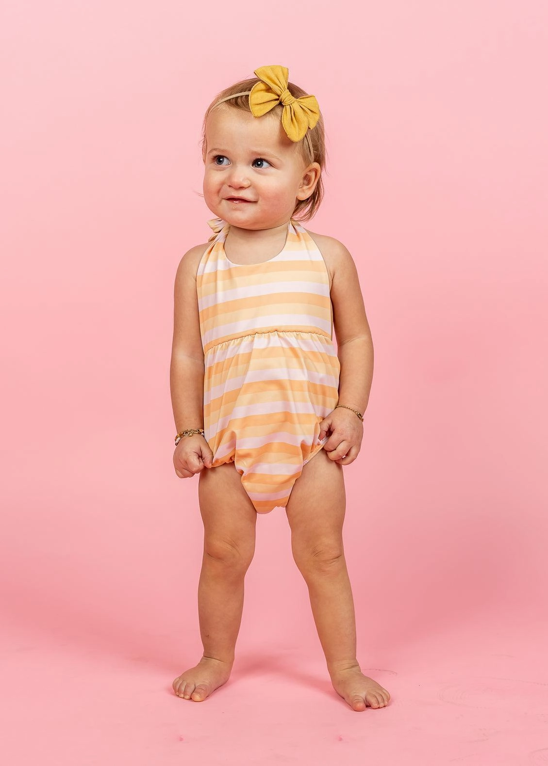 Peachy Stripe | Baby Romper One-Piece
