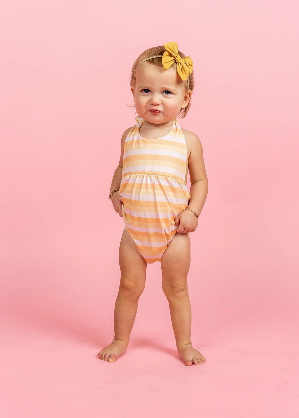 Peachy Stripe | Baby Romper One-Piece