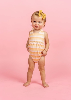 Peachy Stripe | Baby Romper One-Piece