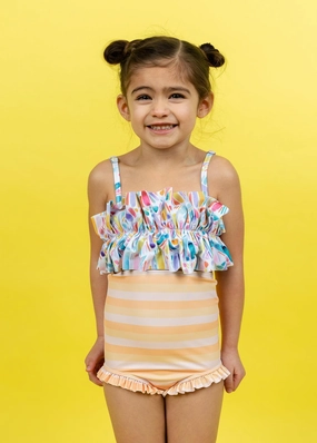 Peachy Stripe | Mini All Ruffled Up Bottoms