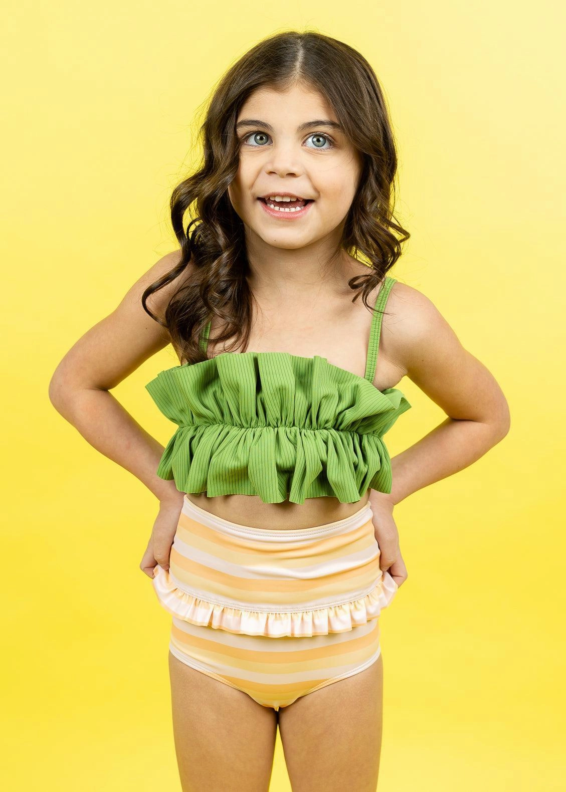 Peachy Stripe | Mini Mid-Ruffle Bottoms