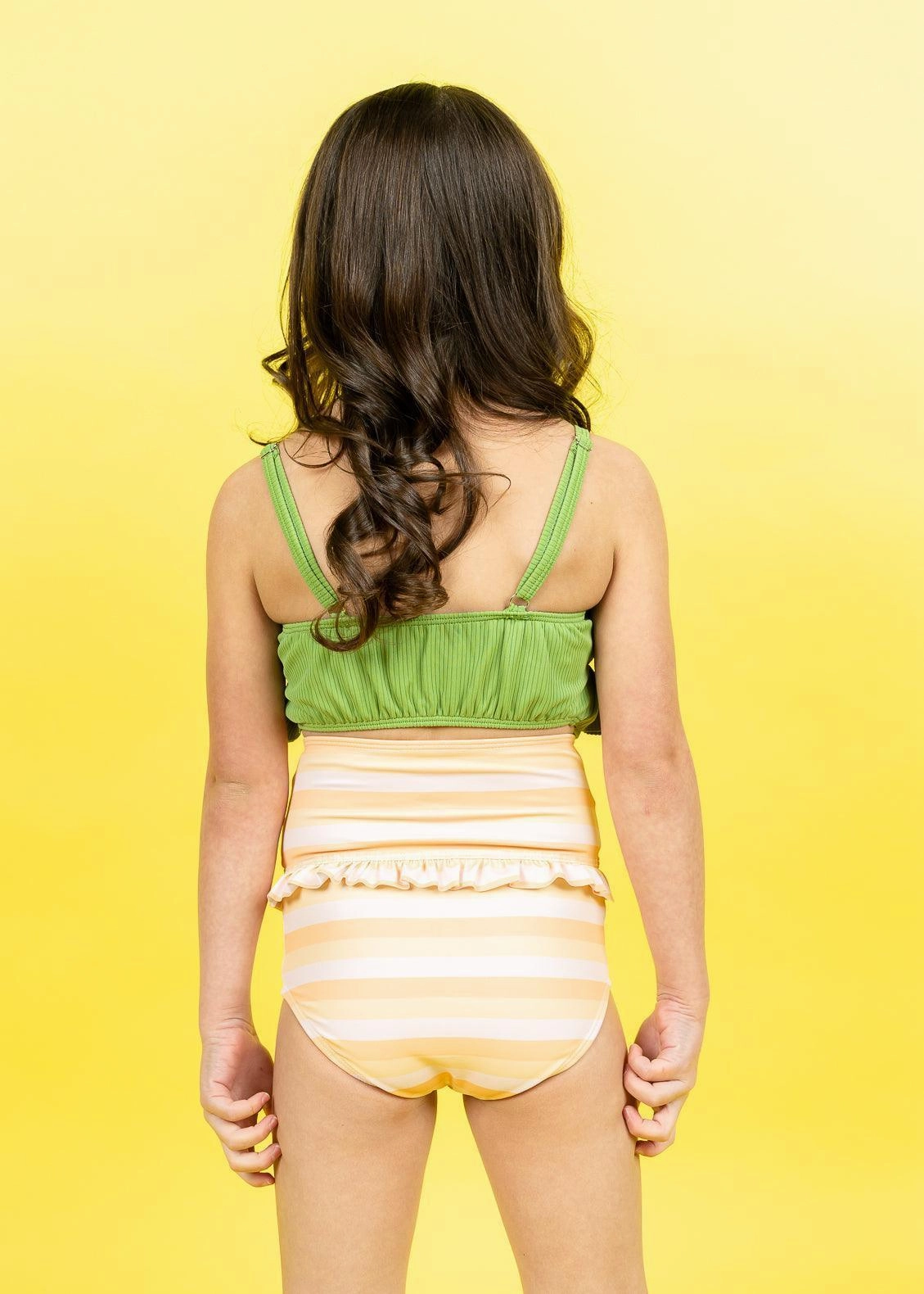 Peachy Stripe | Mini Mid-Ruffle Bottoms